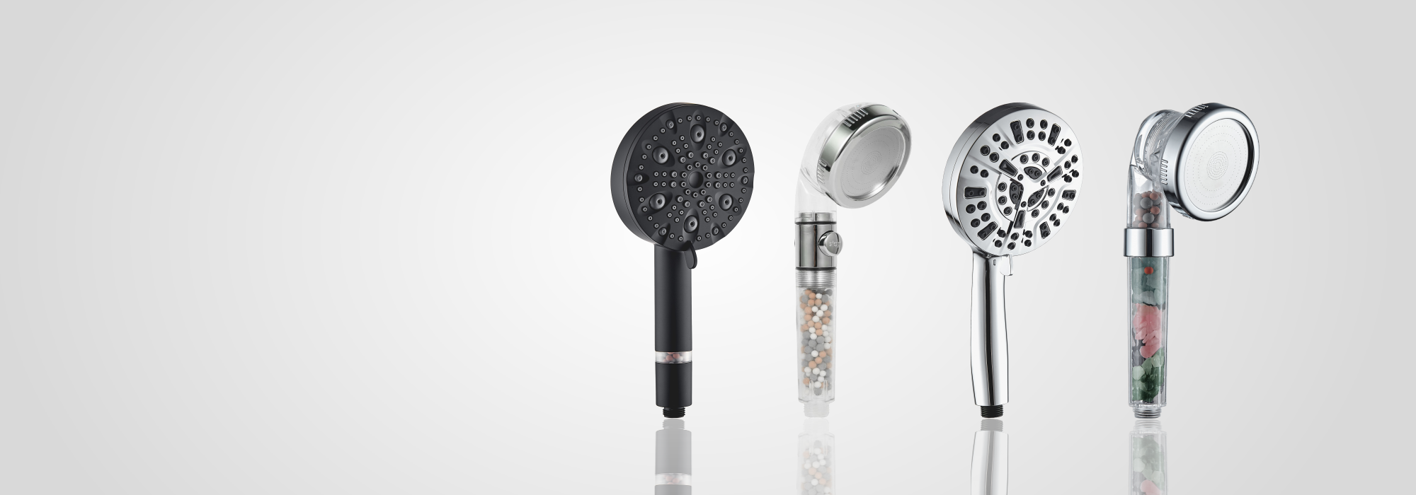 Handheld shower head with filter and hose - high pressure