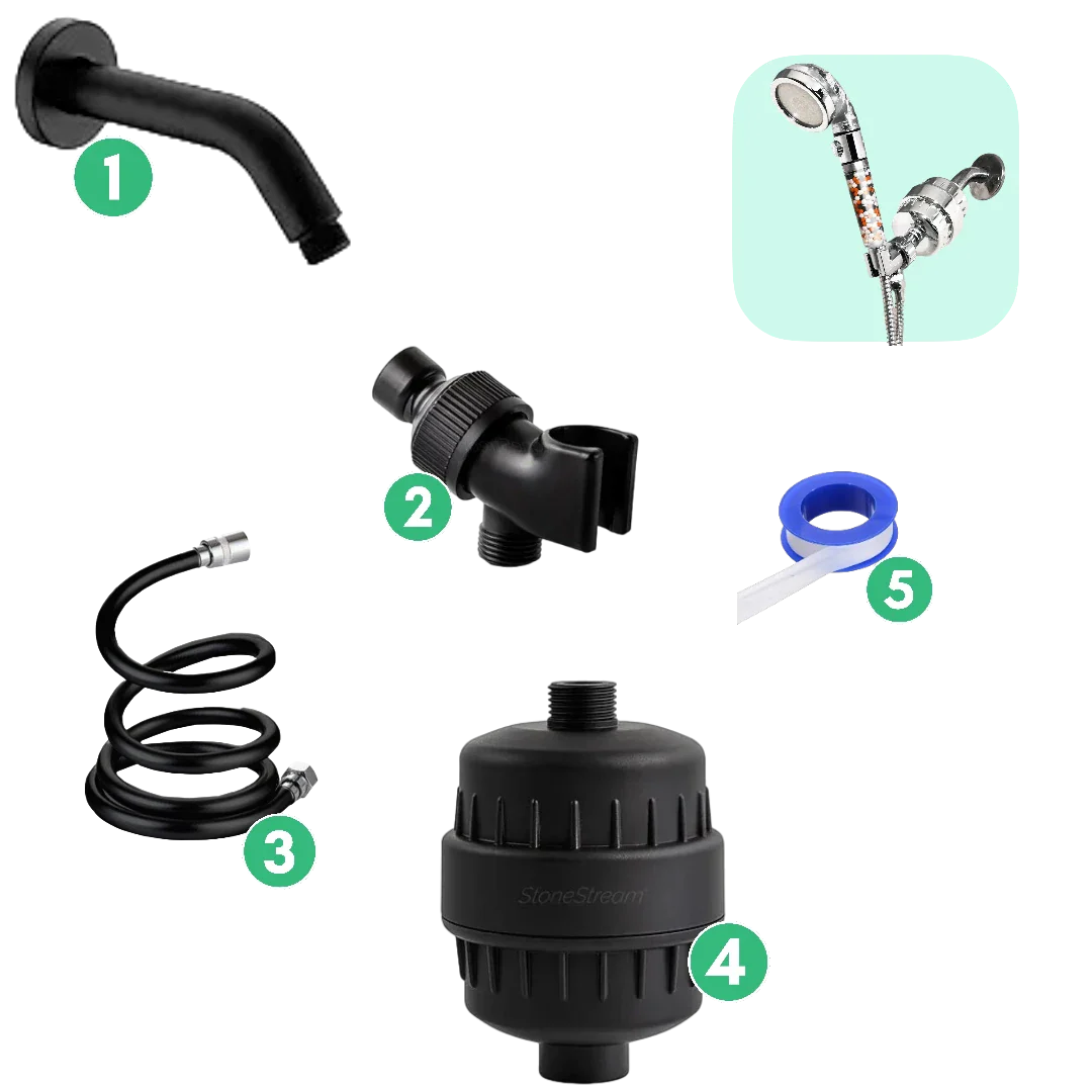 Wall + Hard Water Filter Installation Kit - Black