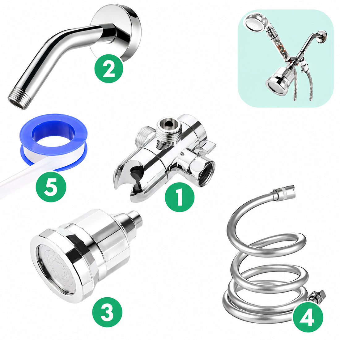 Wall + Hard Water Filter Installation Kit -Chrome